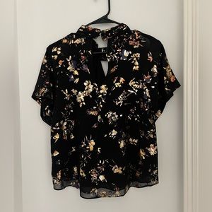 Rachel Roy Black shirt with gold/ metallic detail! Size M